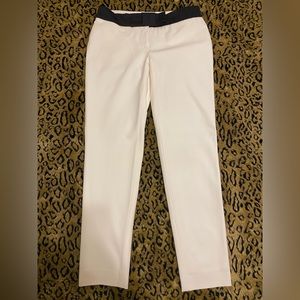 Ann Taylor Cropped Lined Ivory Tuxedo Pants